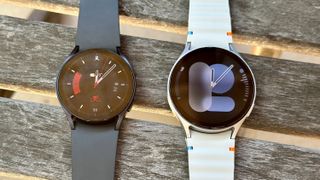 The Samsung Galaxy Watch 6 (left, black) and Samsung Galaxy Watch 7 (right, silver) side-by-side